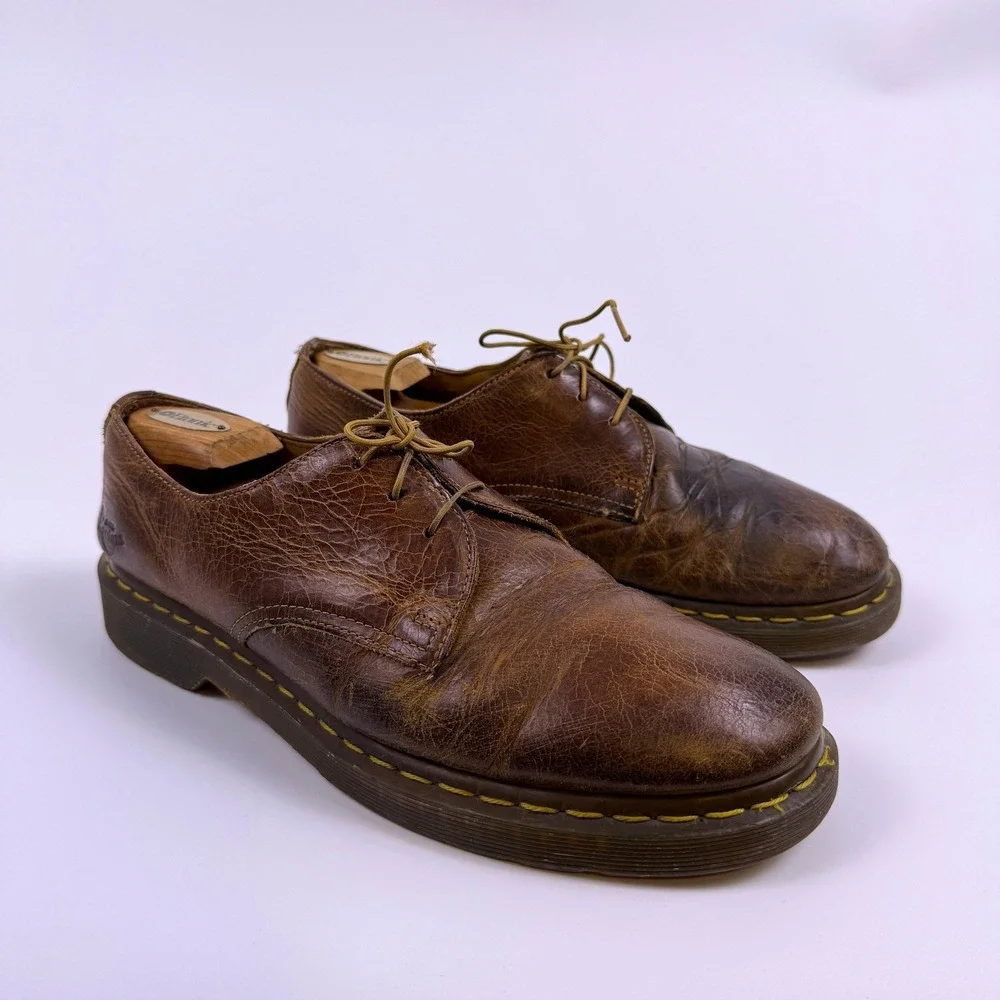 VTG Dr. Martens 1461 3-Eye Oxford Shoes Mens 11 Crazy Horse Leather Academia